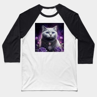 Beautiful White British Shorthair Cat Baseball T-Shirt